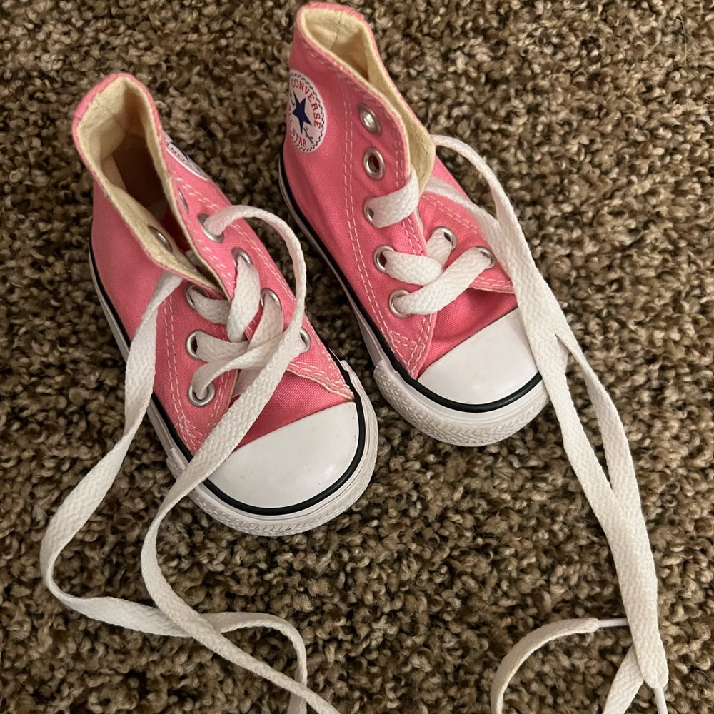 Pink converse high tops infant size 2